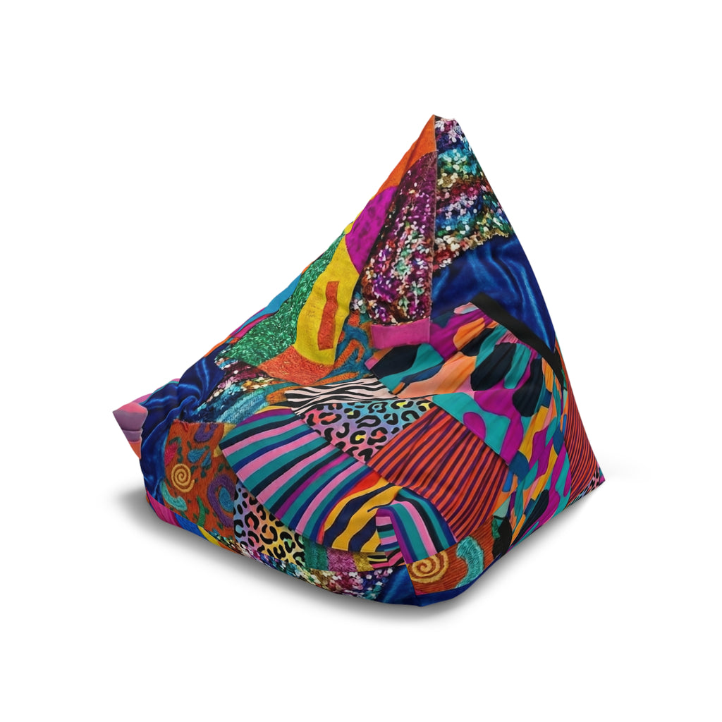 Colorful Patchwork Pattern Bean Bag Chair Cover | Bright Abstract Geometric