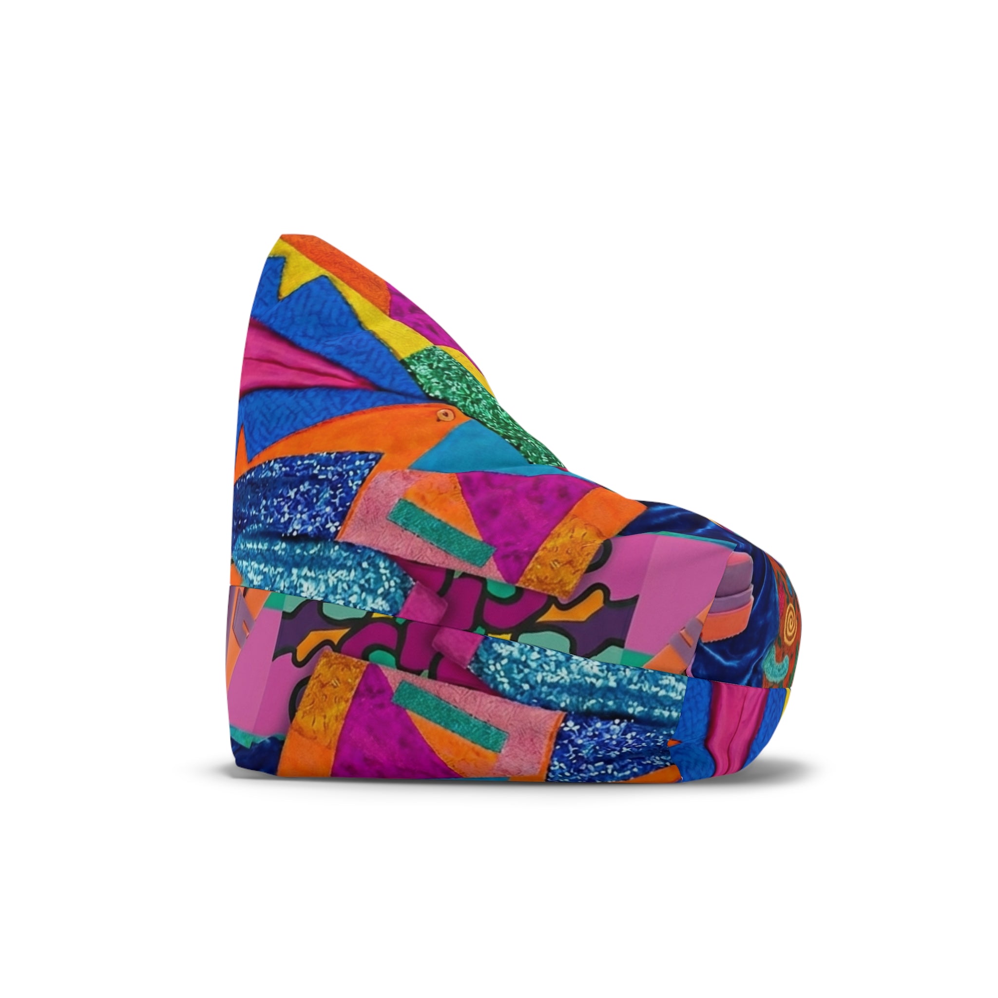 Colorful Patchwork Pattern Bean Bag Chair Cover | Bright Abstract Geometric