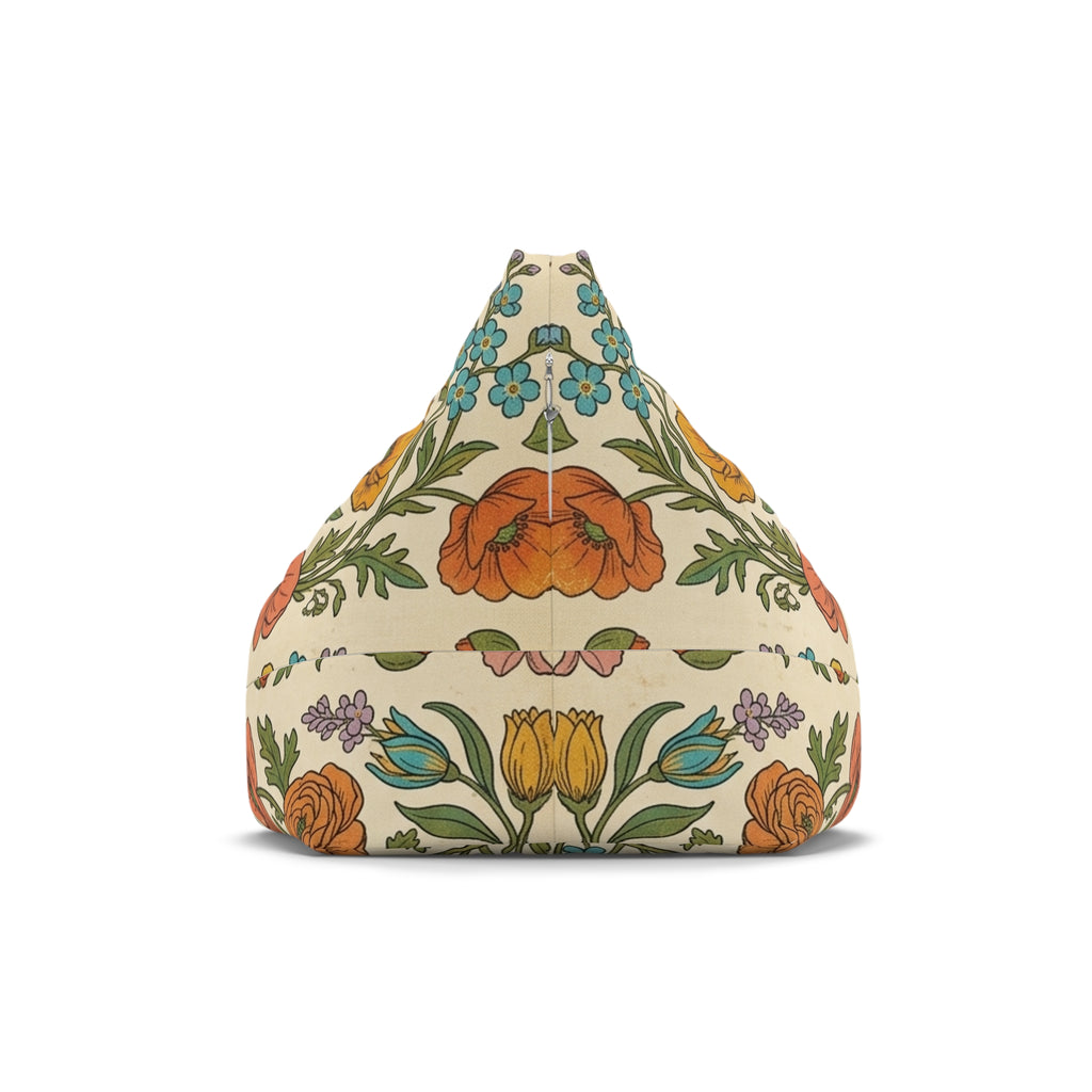 Le Printemps Floral Pattern Bean Bag Chair Cover | Vintage Botanical Design