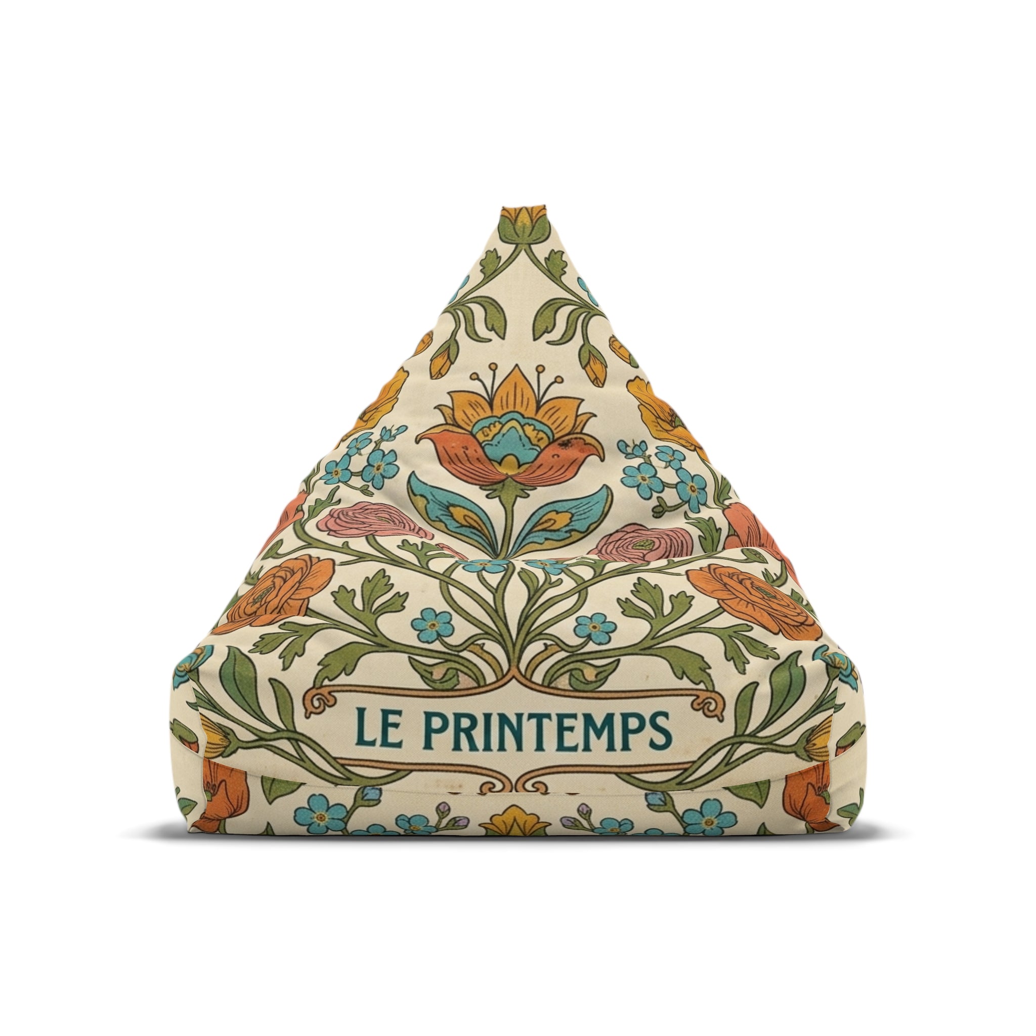 Le Printemps Floral Pattern Bean Bag Chair Cover | Vintage Botanical Design