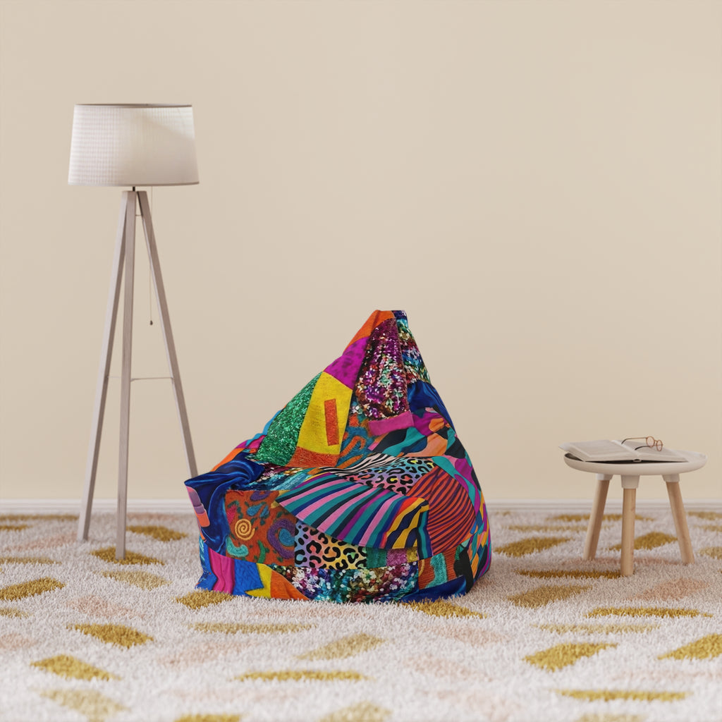 Colorful Patchwork Pattern Bean Bag Chair Cover | Bright Abstract Geometric