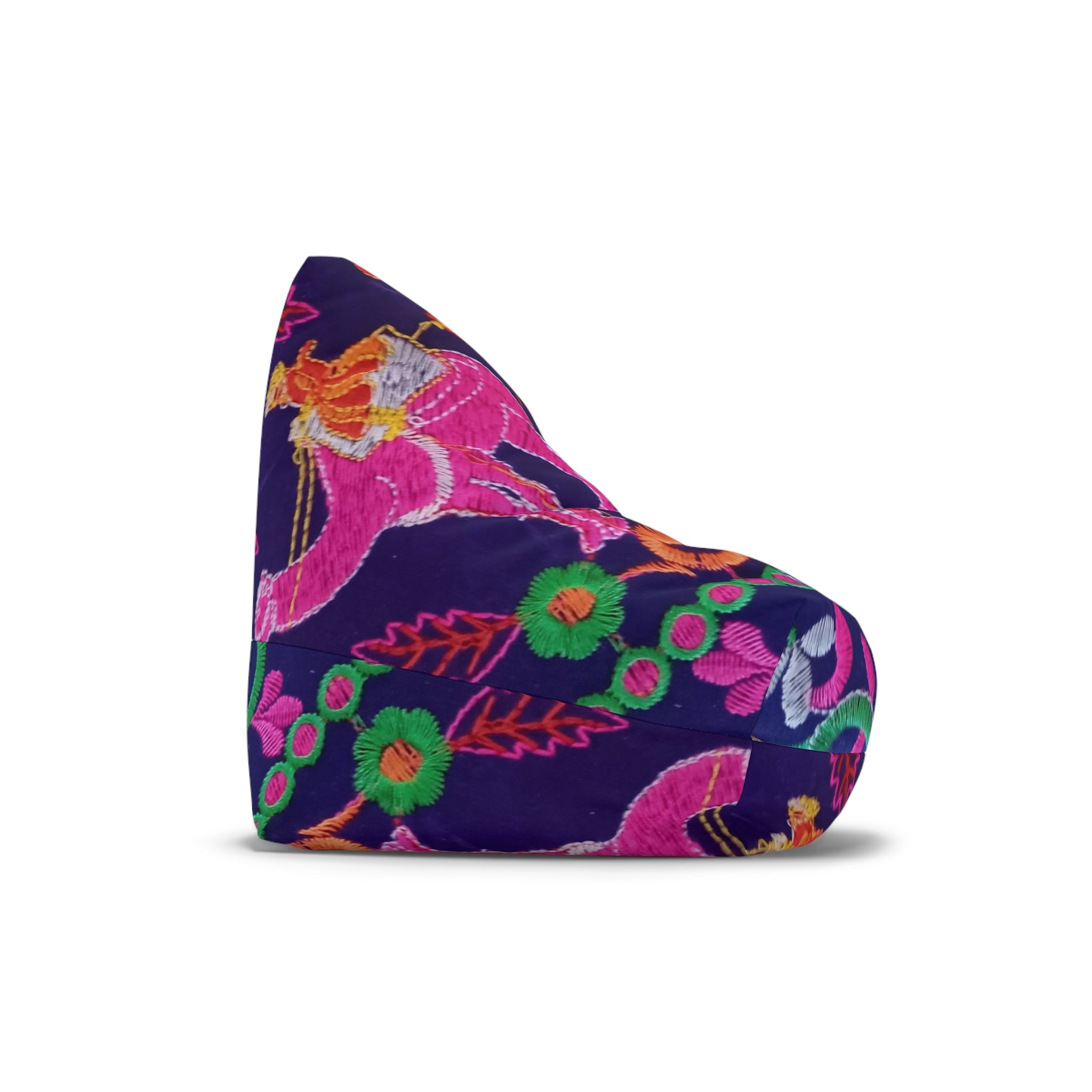 Colorful Folk Dance Pattern Bean Bag Chair Cover | Bright Floral Print