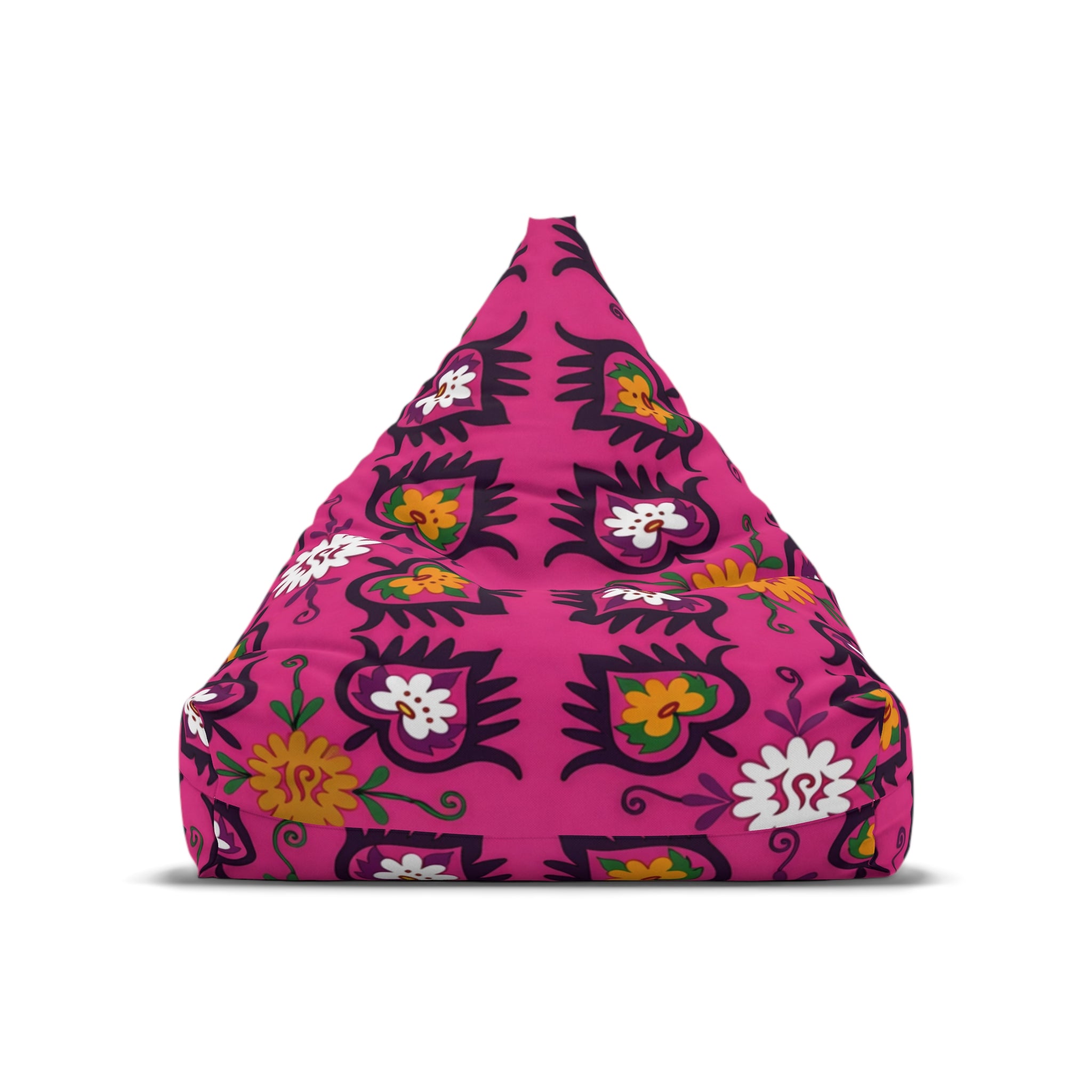 Pink Floral Pattern Bean Bag Chair Cover | Boho Flower Motif