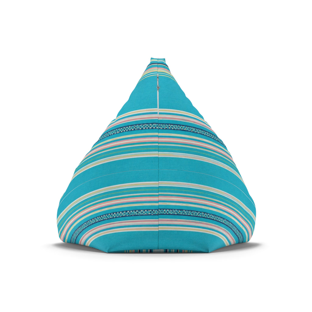 Striped Teal Bean Bag Cover — Coastal Sunroom & Kids Lounge Accent