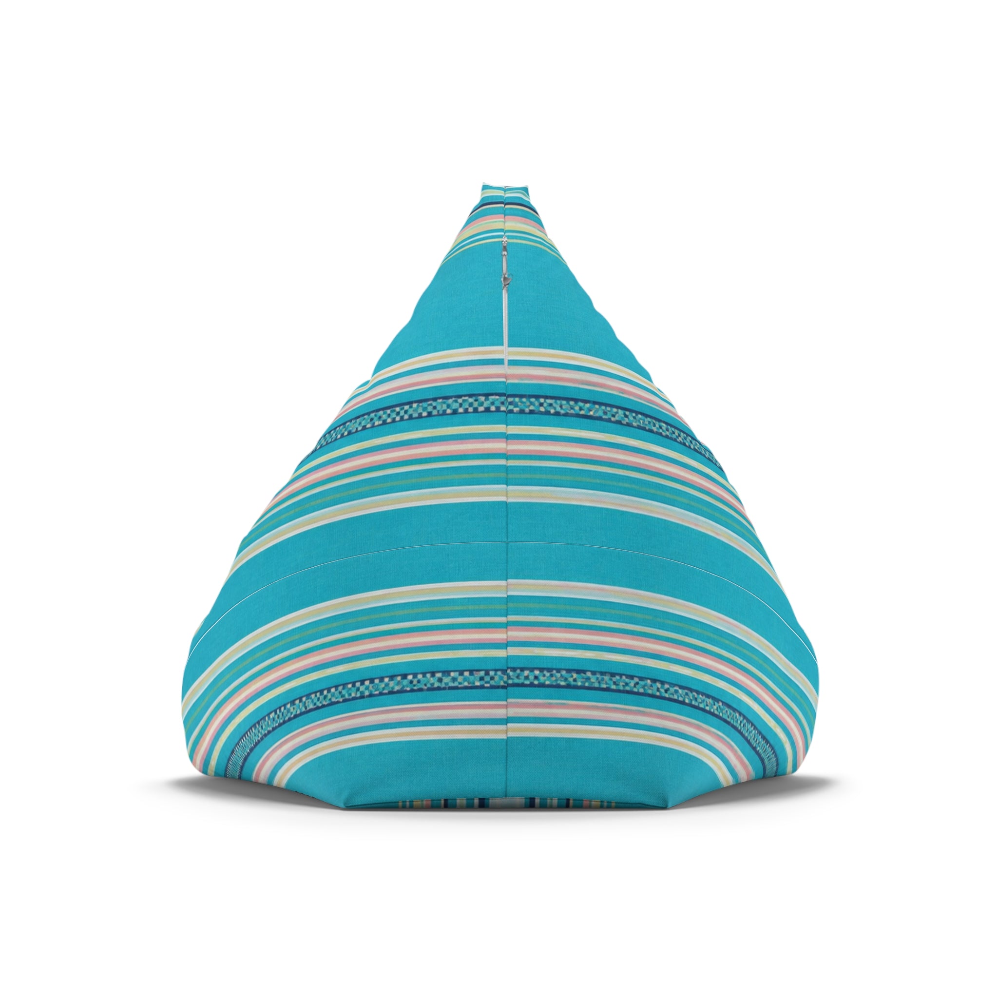 Striped Teal Bean Bag Cover — Coastal Sunroom & Kids Lounge Accent