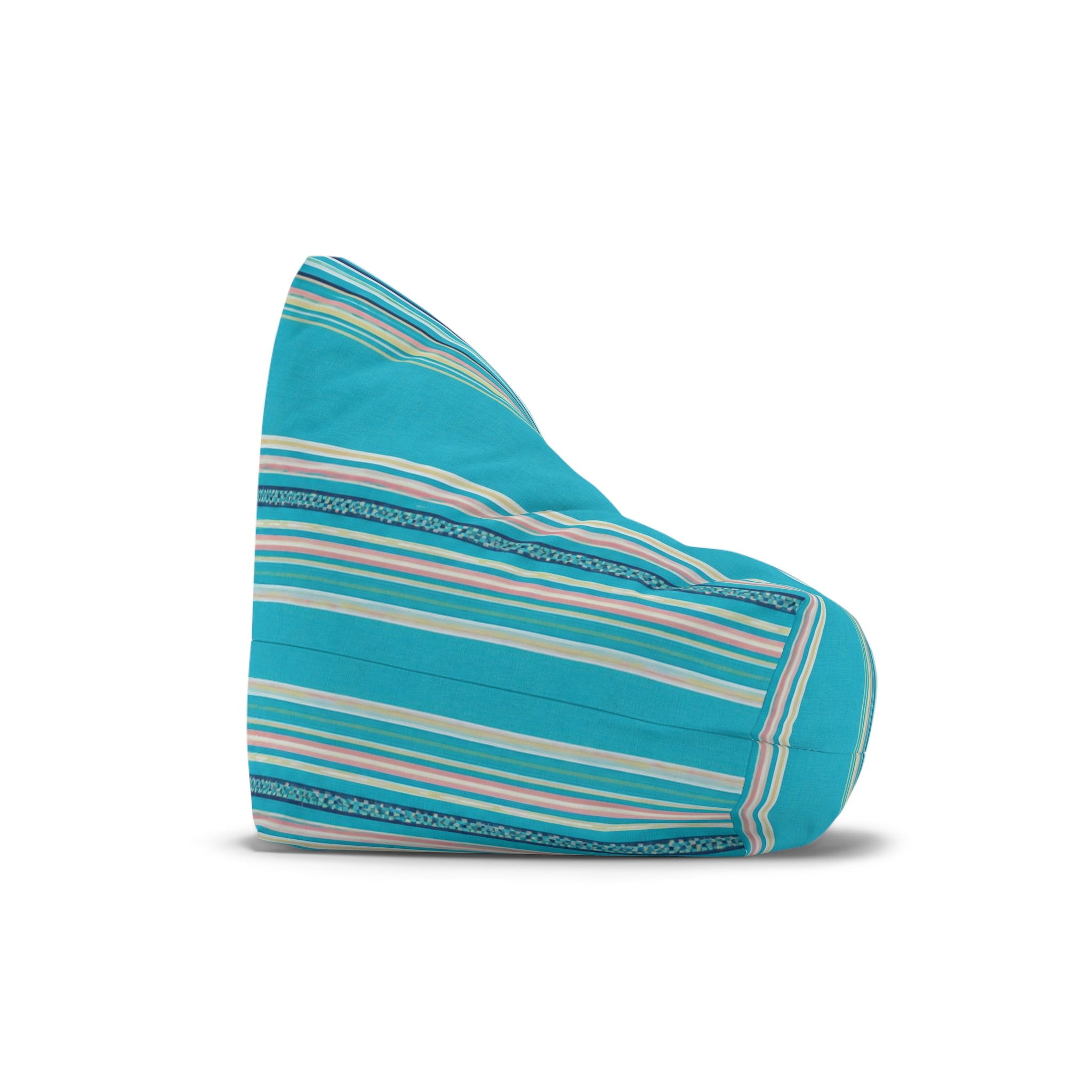Striped Teal Bean Bag Cover — Coastal Sunroom & Kids Lounge Accent