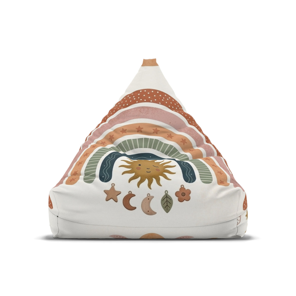 Rainbow Sun Moon Stars Bean Bag Chair Cover | Retro Earth Tones
