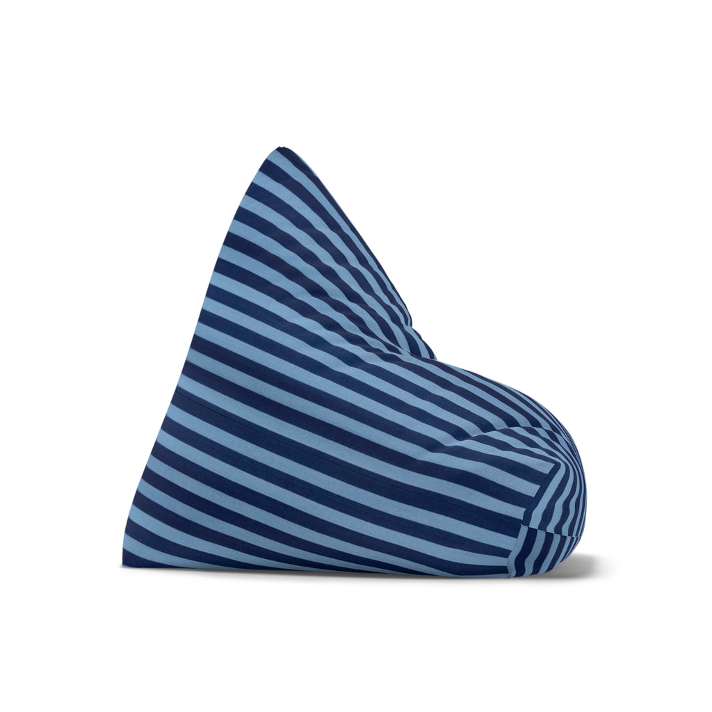 Navy Blue Striped Bean Bag Chair Cover | Removable Zippered Cover
