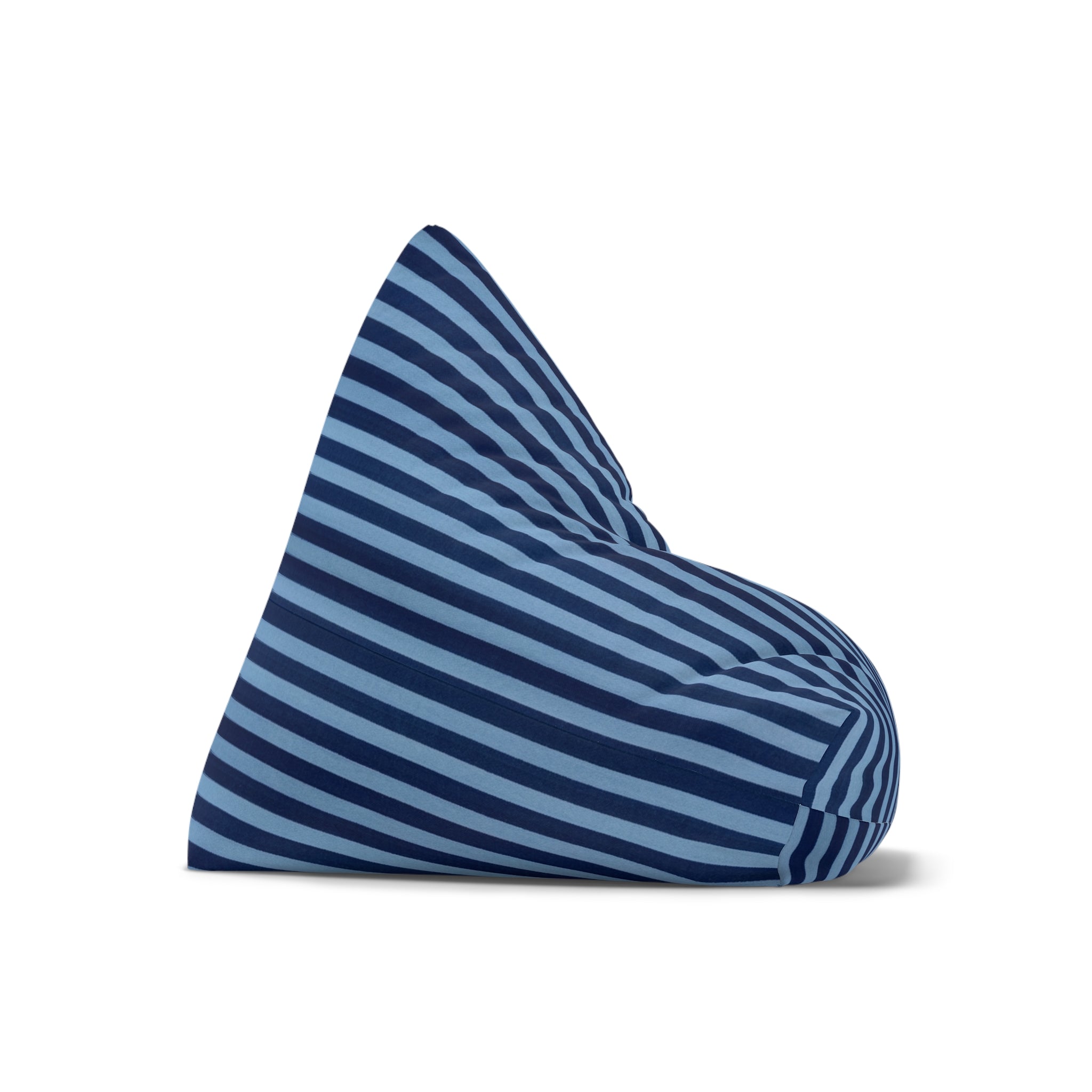 Navy Blue Striped Bean Bag Chair Cover | Removable Zippered Cover