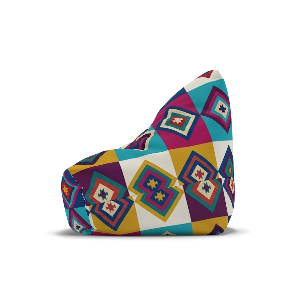 Colorful Geometric Diamond Pattern Bean Bag Chair Cover | Southwestern Tile Print