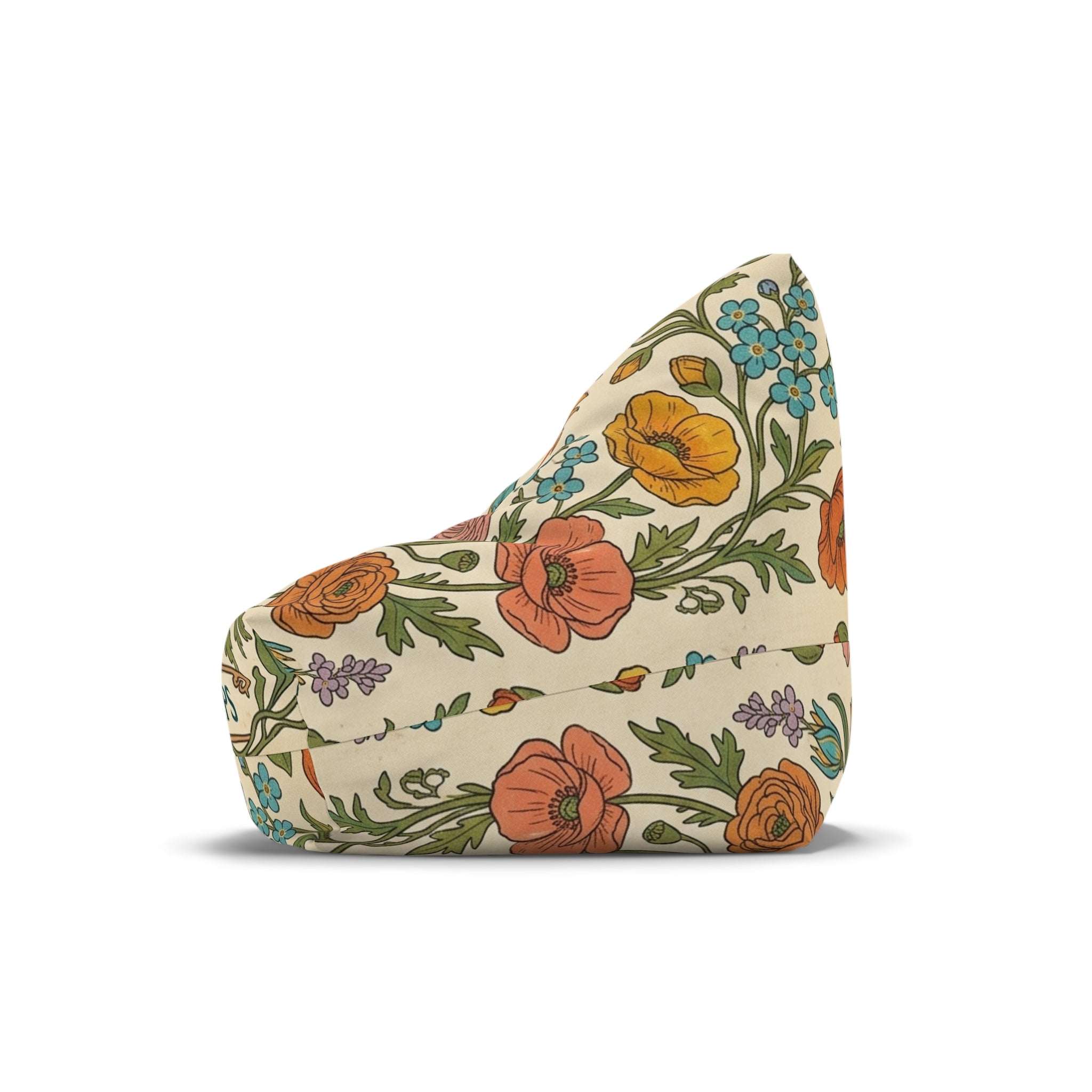 Le Printemps Floral Pattern Bean Bag Chair Cover | Vintage Botanical Design