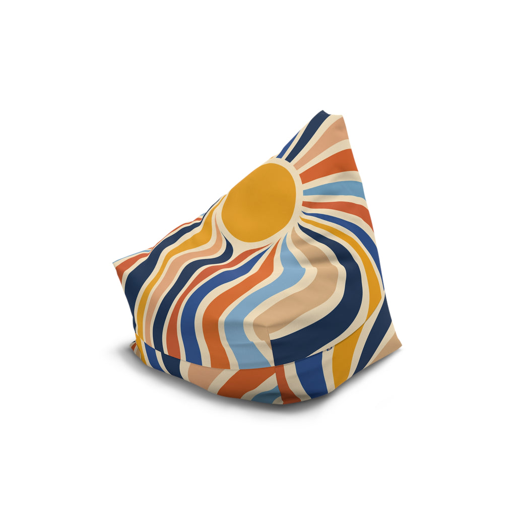 Retro Sunburst Bean Bag Cover – 70s Wavy Stripes Accent