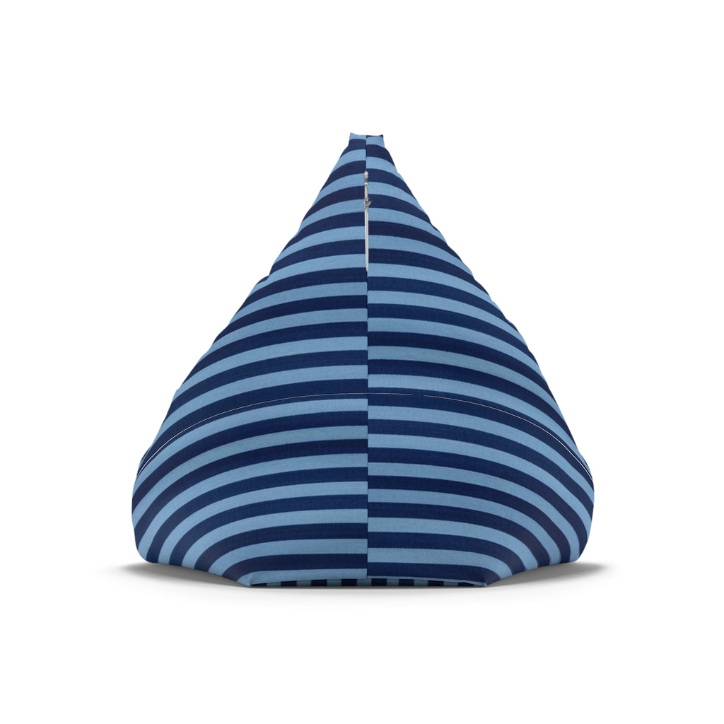 Navy Blue Striped Bean Bag Chair Cover | Removable Zippered Cover