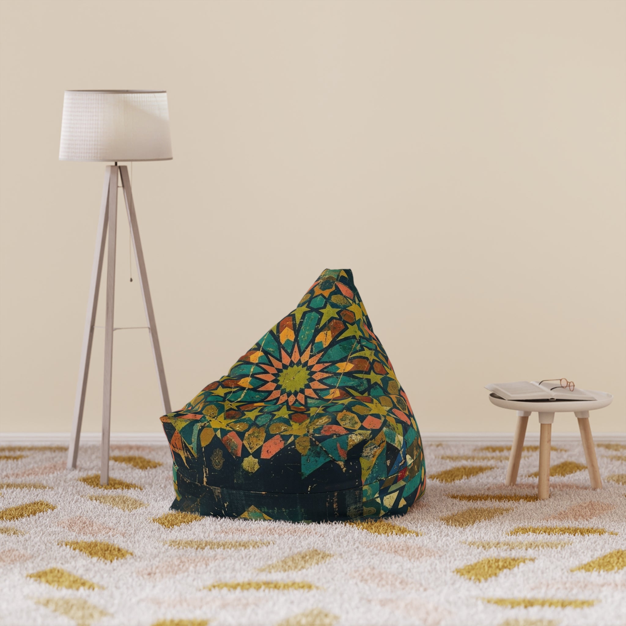 Bohemian Mandala Bean Bag Chair Cover | Vintage Geometric Pattern