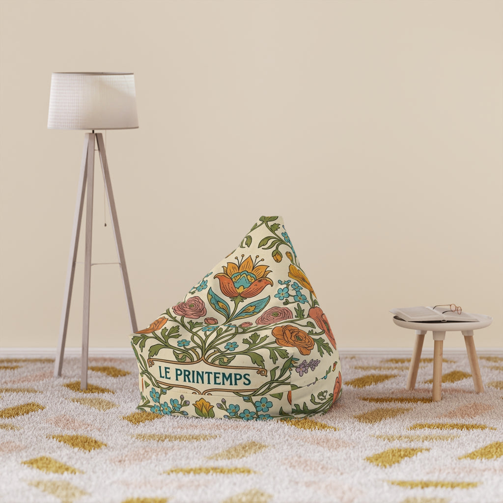 Le Printemps Floral Pattern Bean Bag Chair Cover | Vintage Botanical Design