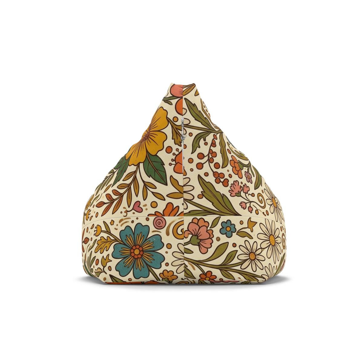 Vintage Floral Pattern Bean Bag Chair Cover | Retro Hippie Mushroom Bean Bag