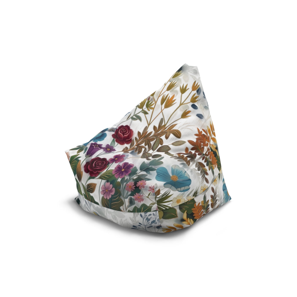 Vintage Floral Pattern Bean Bag Chair Cover | Botanical Flower Print