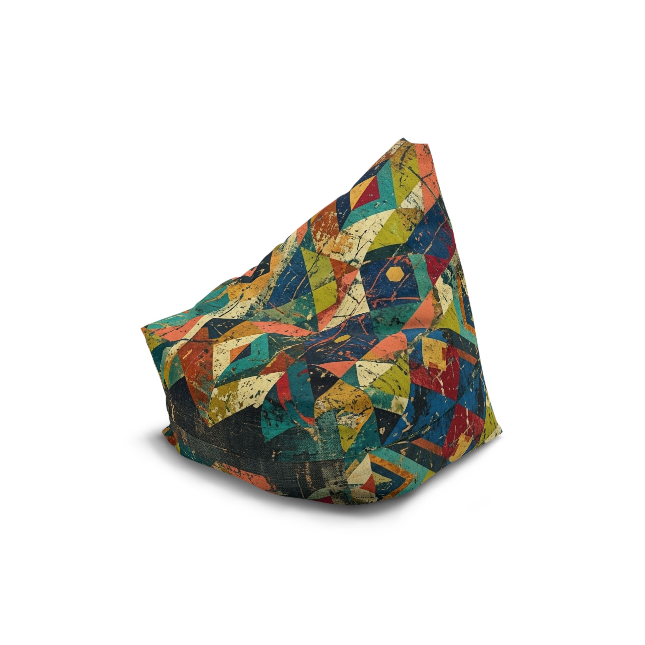 Geometric Patchwork Pattern Bean Bag Chair Cover | Colorful Abstract Quilt Print
