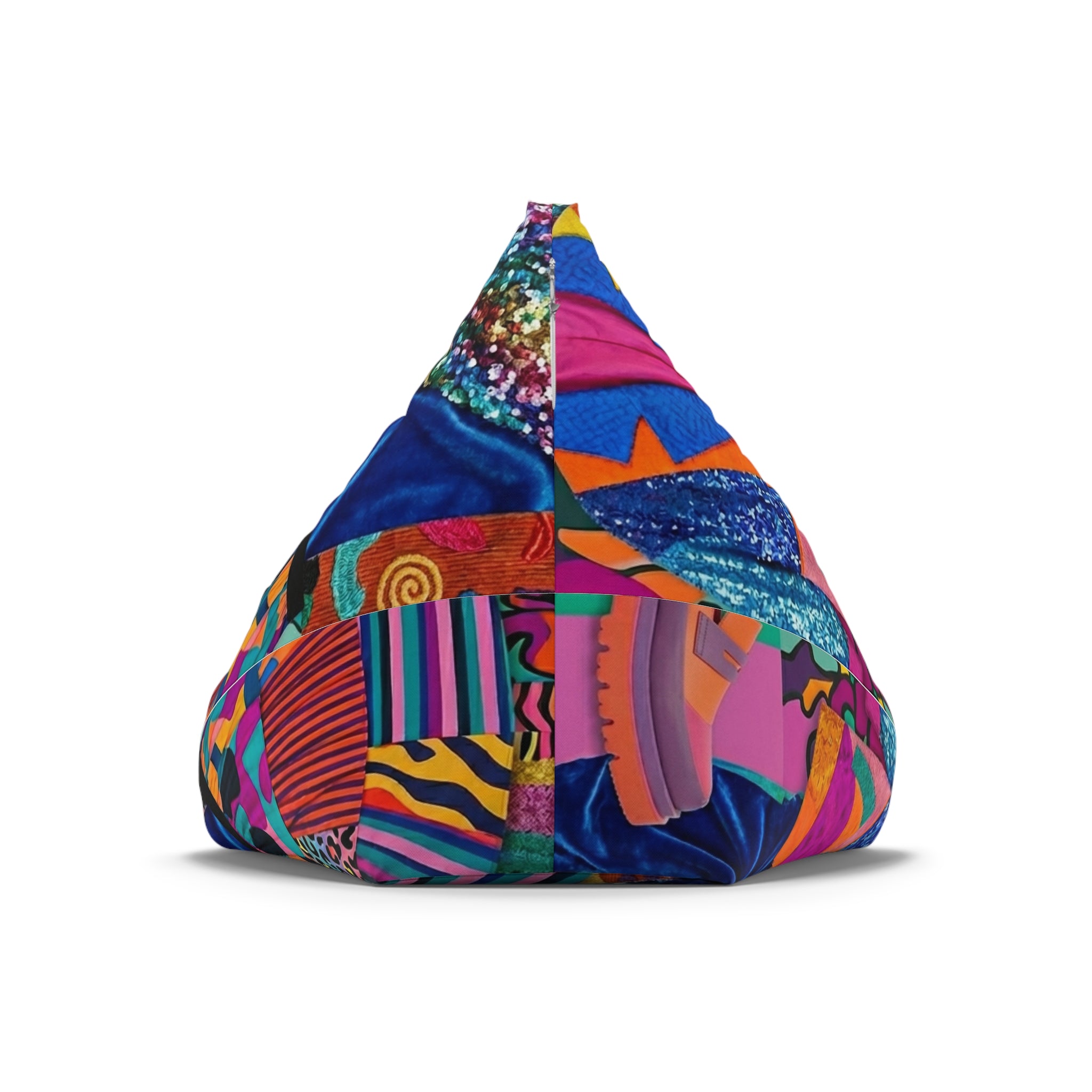 Colorful Patchwork Pattern Bean Bag Chair Cover | Bright Abstract Geometric
