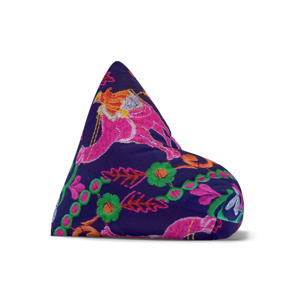 Colorful Folk Dance Pattern Bean Bag Chair Cover | Bright Floral Print