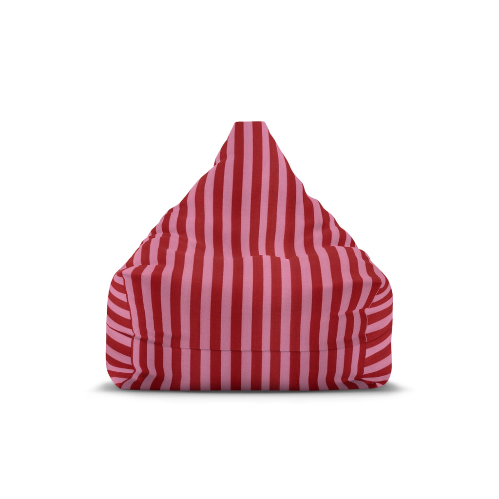 Red and Pink Striped Bean Bag Chair Cover | Candy Stripe Pattern
