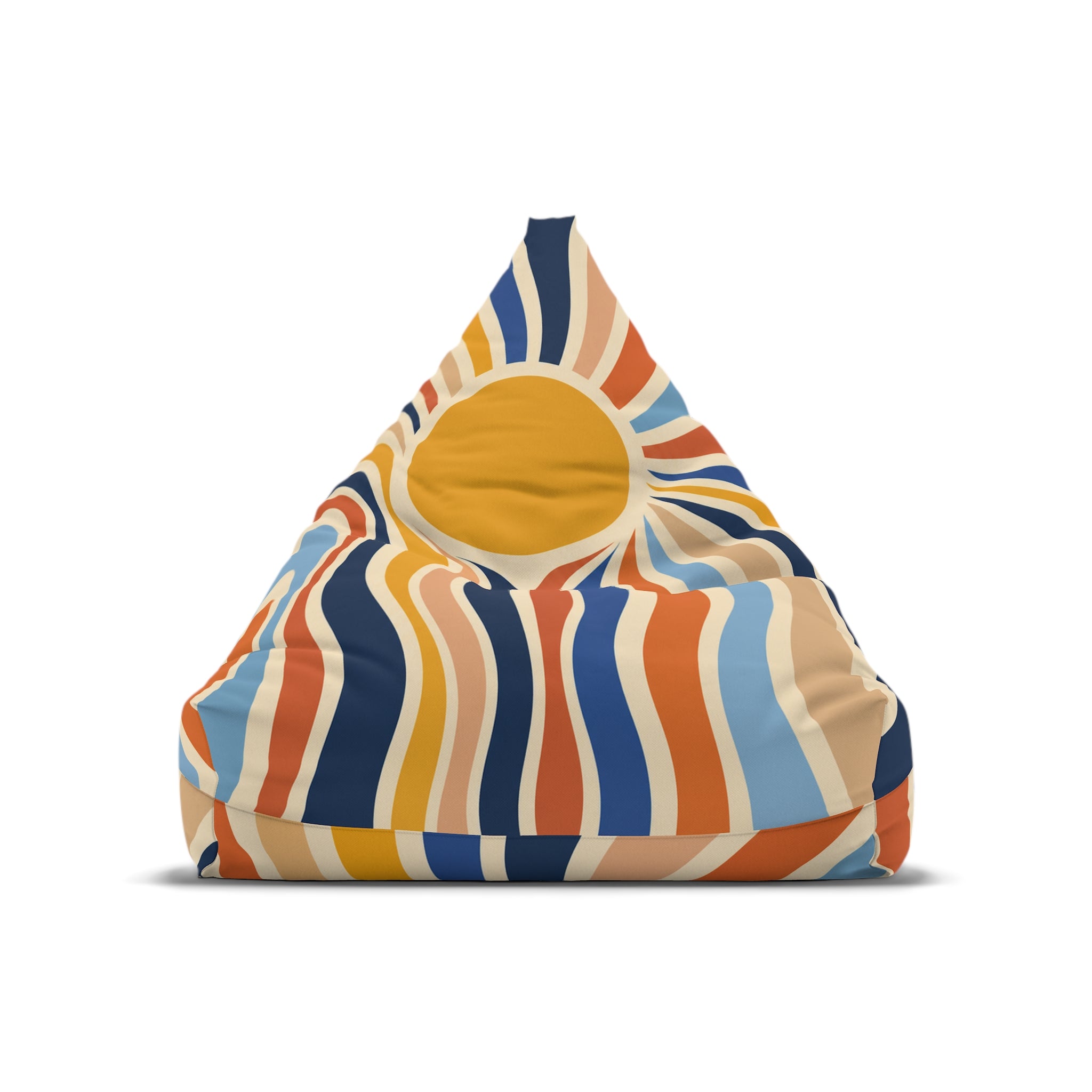 Retro Sunburst Bean Bag Cover – 70s Wavy Stripes Accent