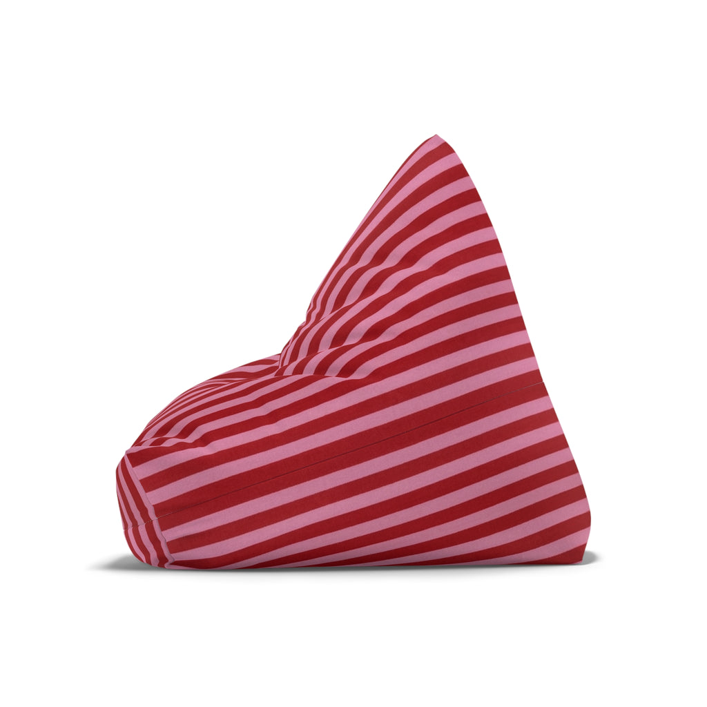 Red and Pink Striped Bean Bag Chair Cover | Candy Stripe Pattern
