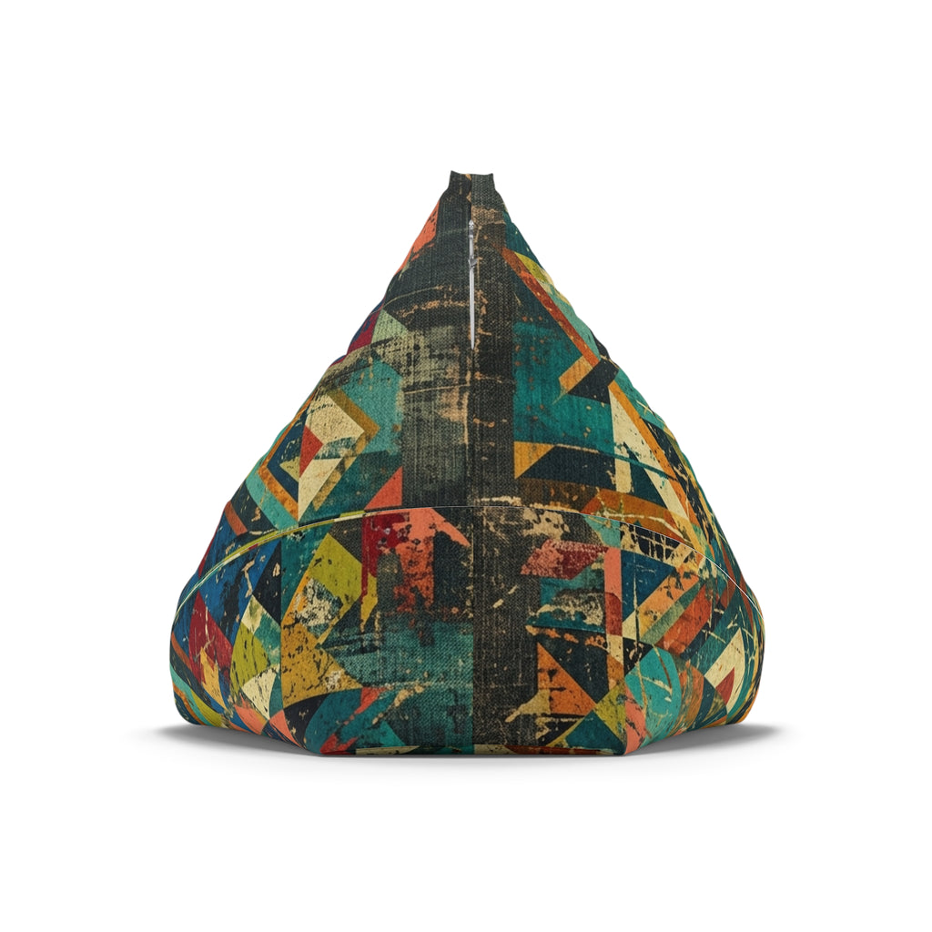 Geometric Patchwork Pattern Bean Bag Chair Cover | Colorful Abstract Quilt Print
