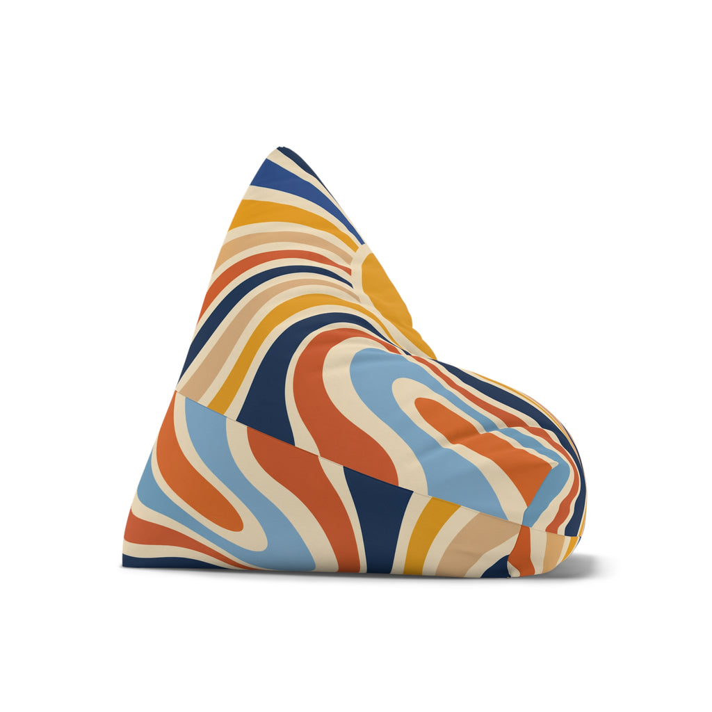 Retro Sunburst Bean Bag Cover – 70s Wavy Stripes Accent