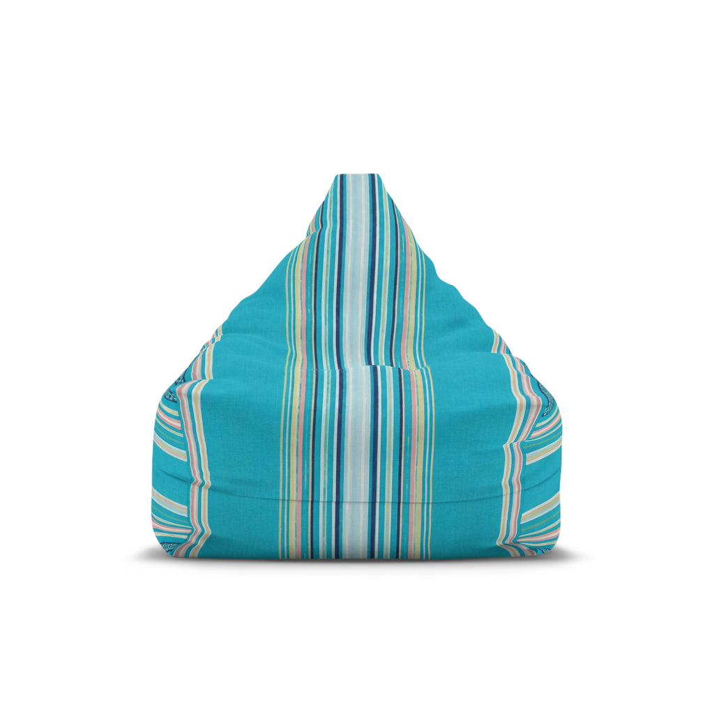 Striped Teal Bean Bag Cover — Coastal Sunroom & Kids Lounge Accent