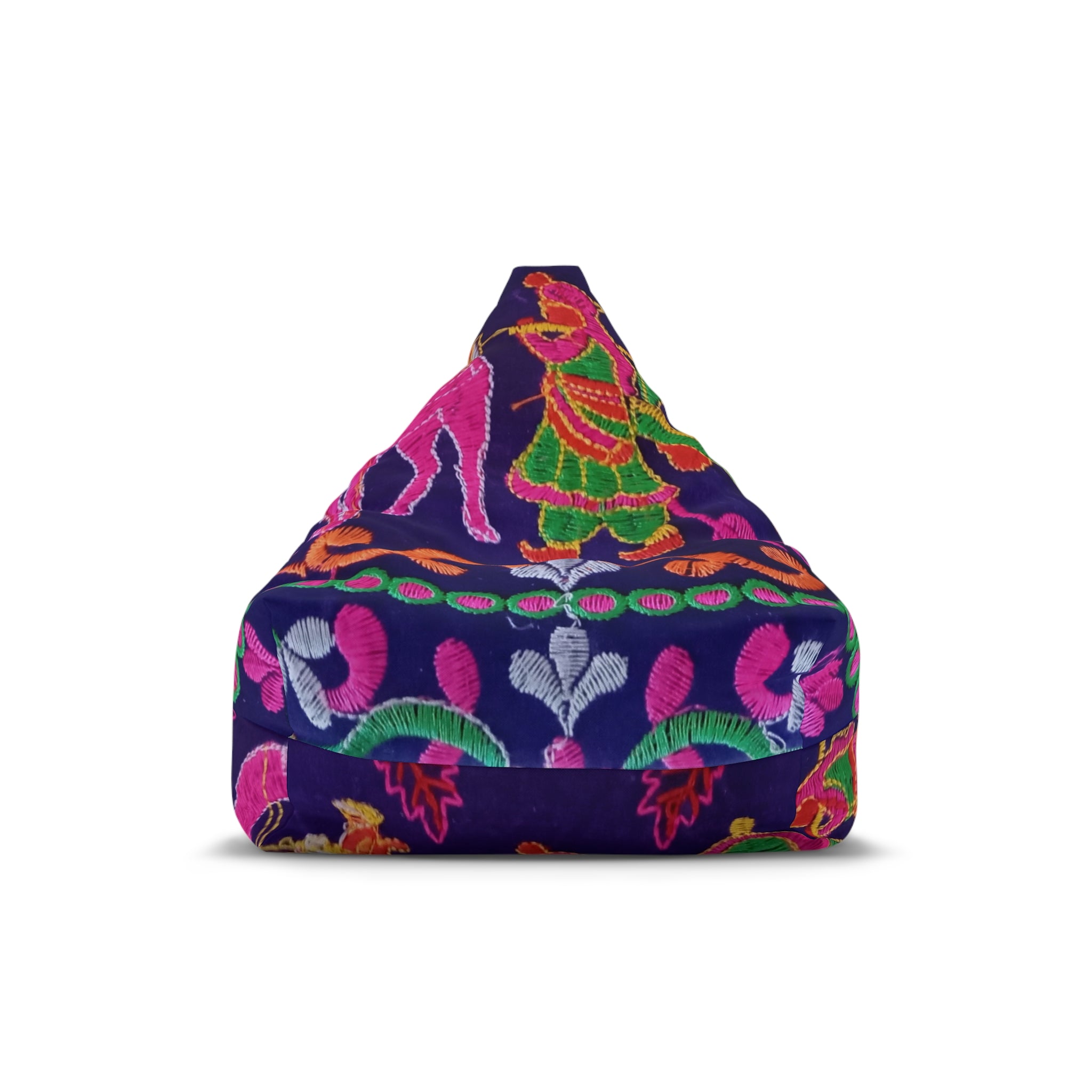 Colorful Folk Dance Pattern Bean Bag Chair Cover | Bright Floral Print