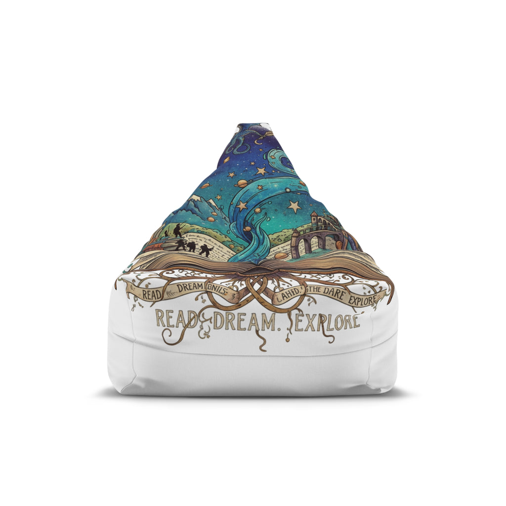 Read, Dream, Explore Bean Bag Chair Cover | Bookish Adventure Illustration