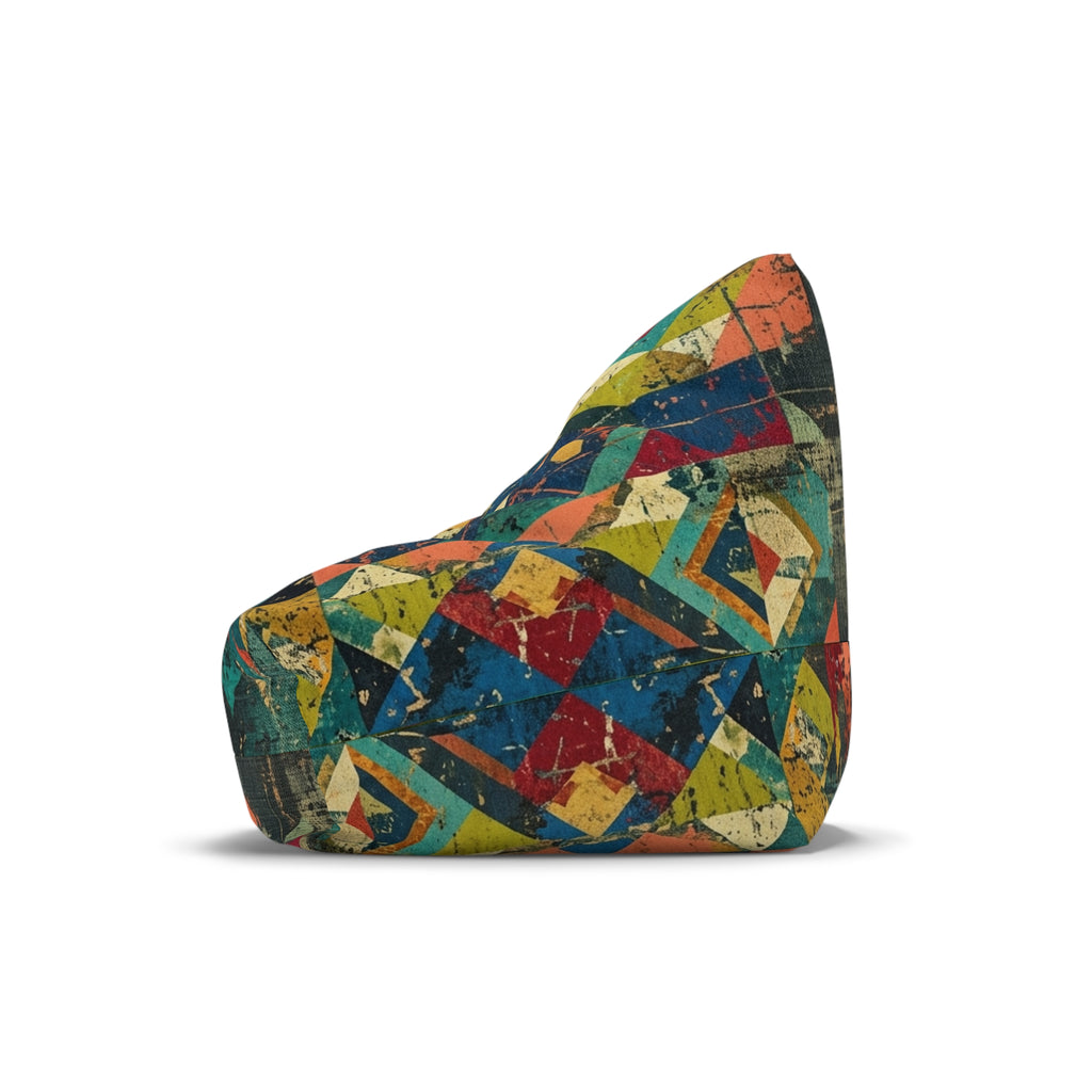 Geometric Patchwork Pattern Bean Bag Chair Cover | Colorful Abstract Quilt Print