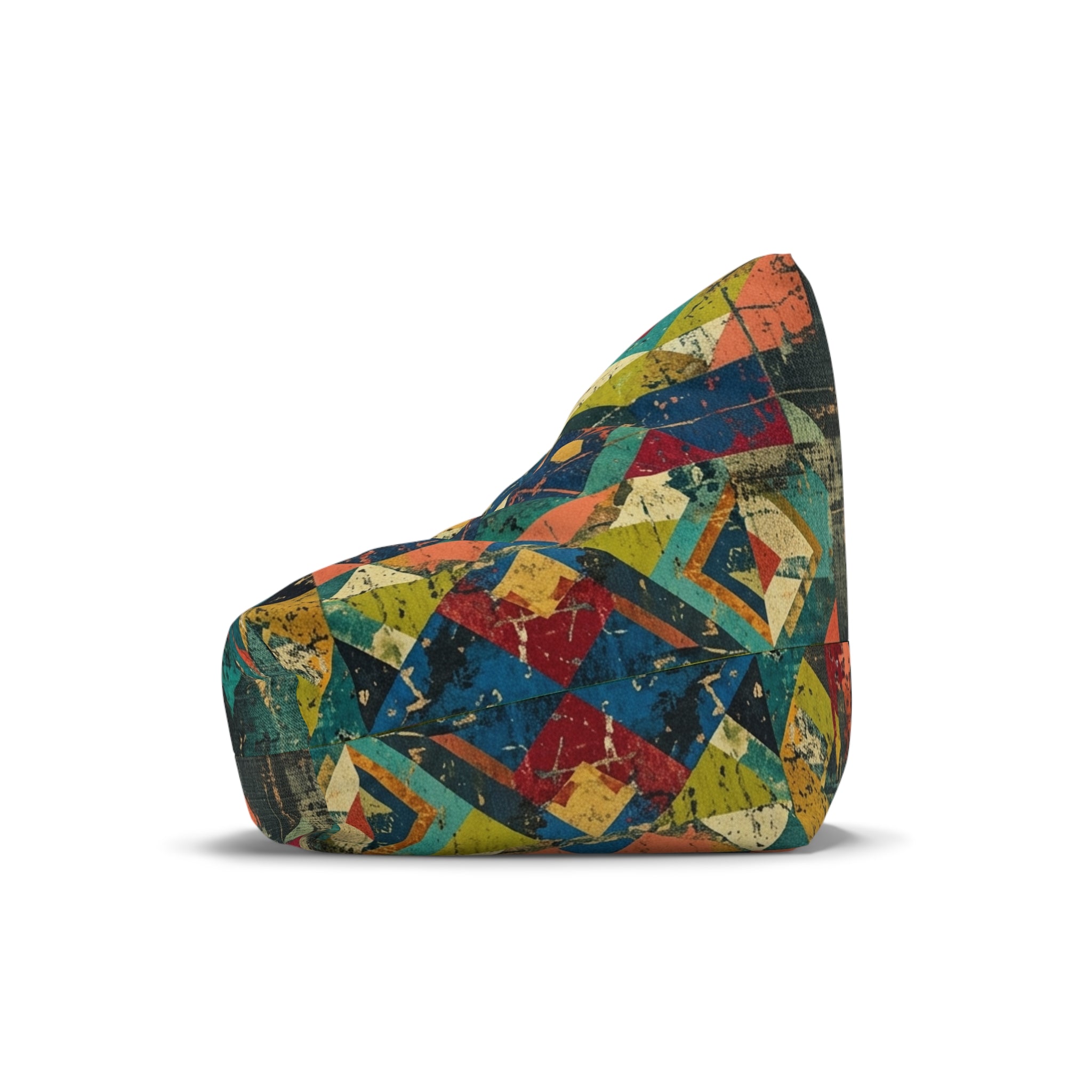 Geometric Patchwork Pattern Bean Bag Chair Cover | Colorful Abstract Quilt Print