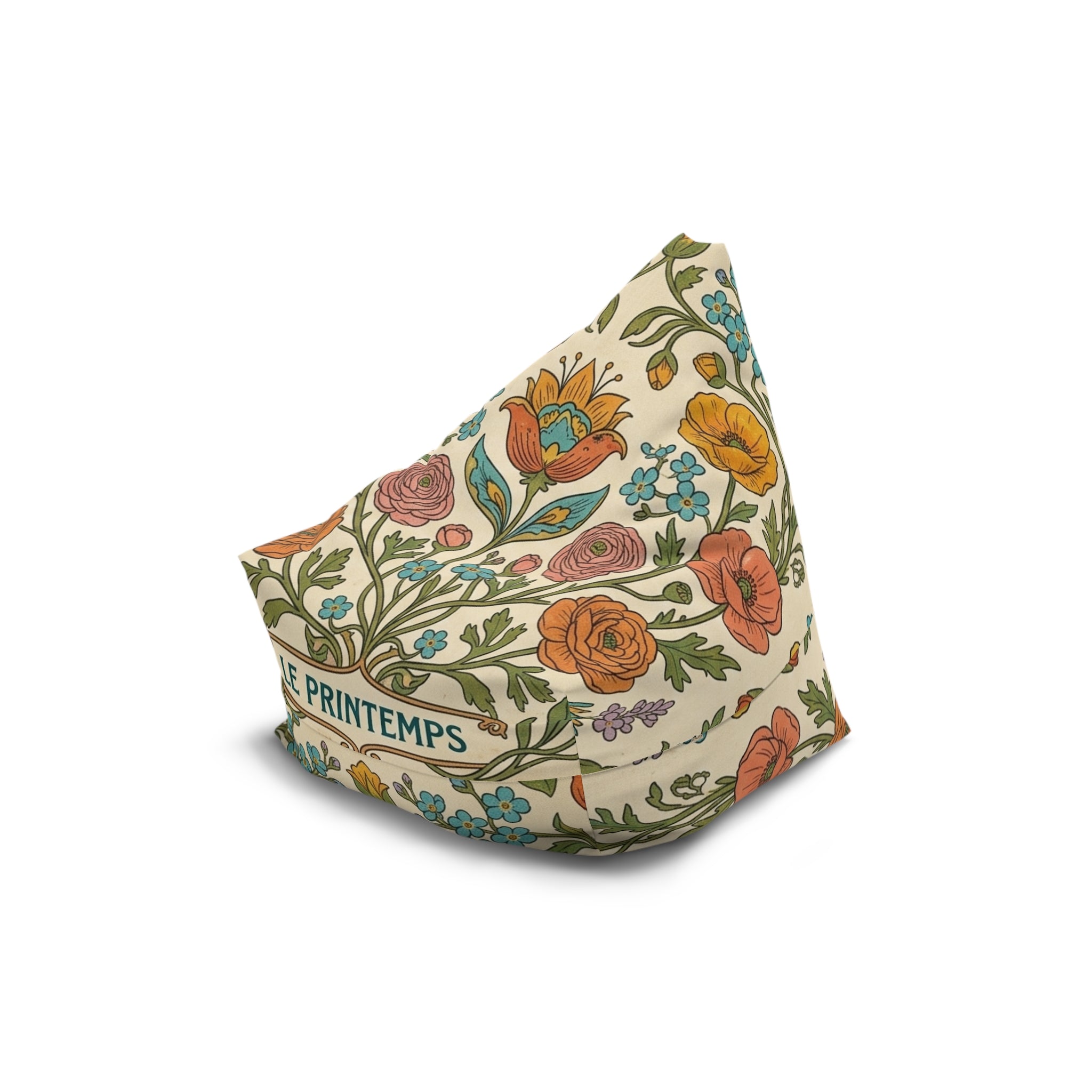 Le Printemps Floral Pattern Bean Bag Chair Cover | Vintage Botanical Design