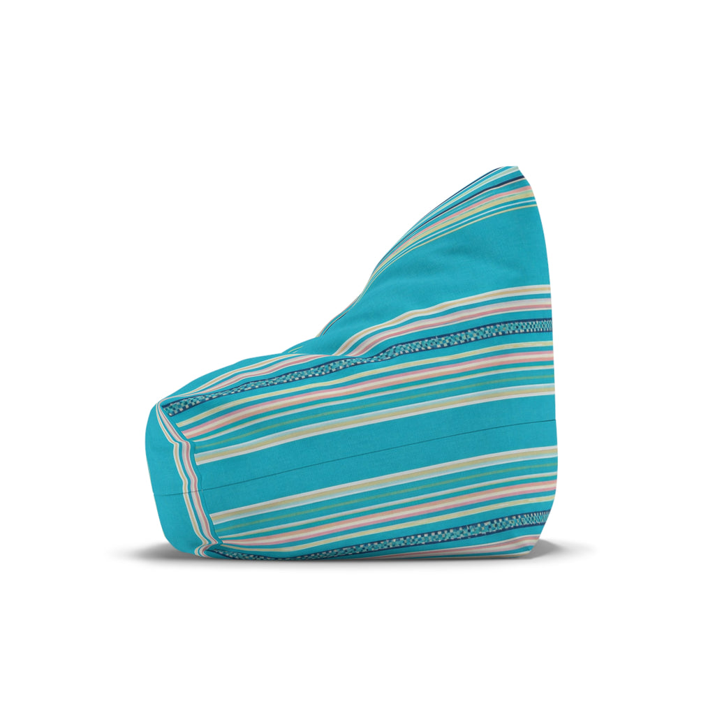 Striped Teal Bean Bag Cover — Coastal Sunroom & Kids Lounge Accent