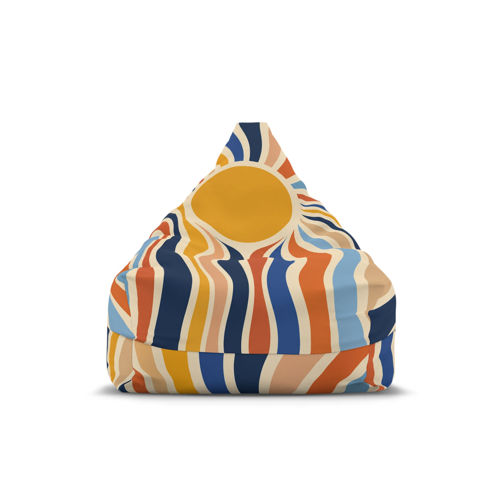 Retro Sunburst Bean Bag Cover – 70s Wavy Stripes Accent