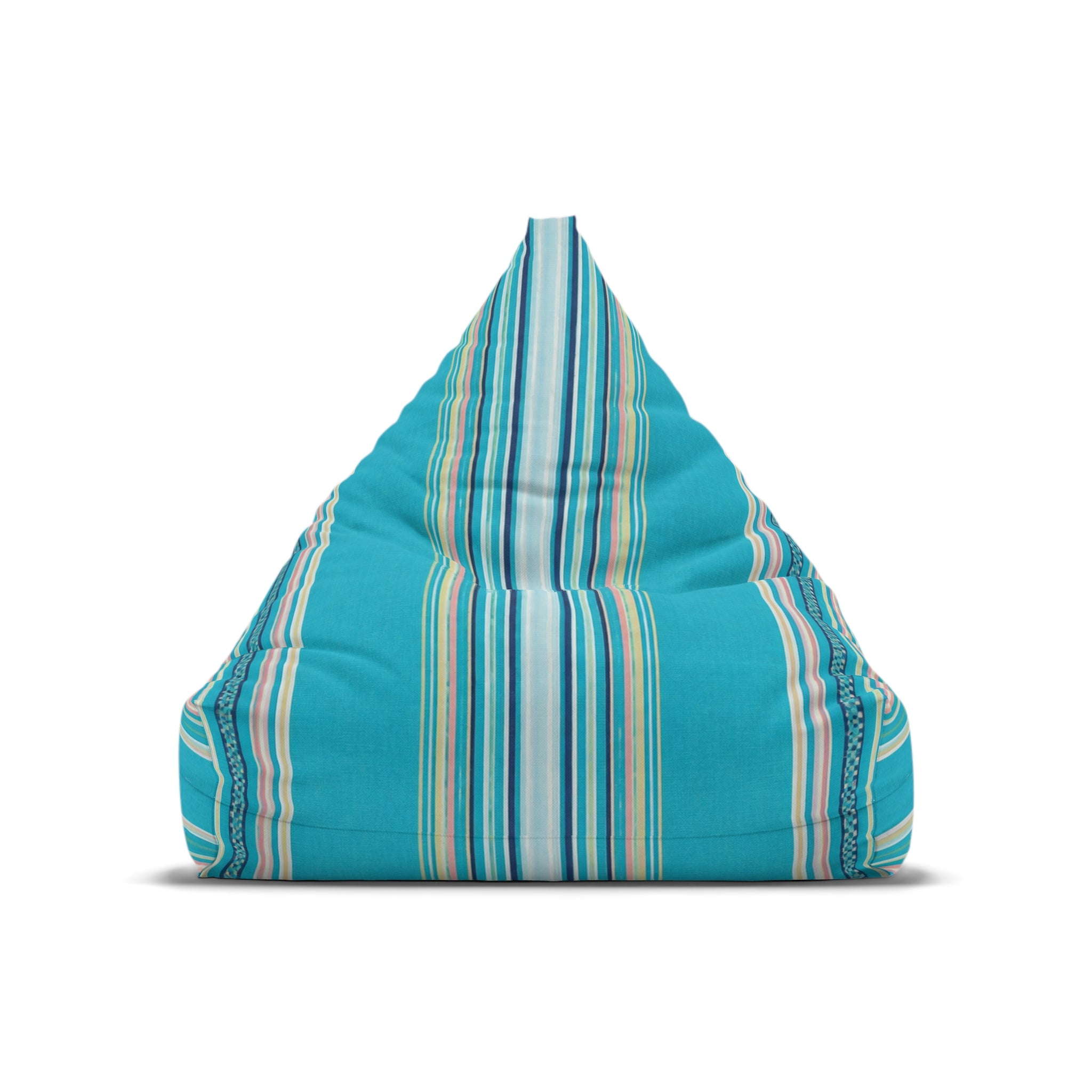 Striped Teal Bean Bag Cover — Coastal Sunroom & Kids Lounge Accent