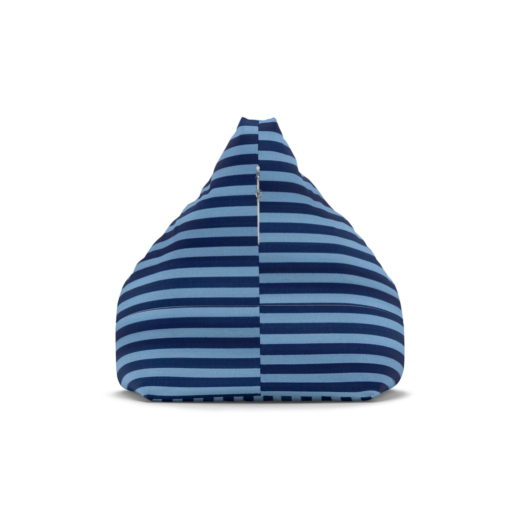 Navy Blue Striped Bean Bag Chair Cover | Removable Zippered Cover