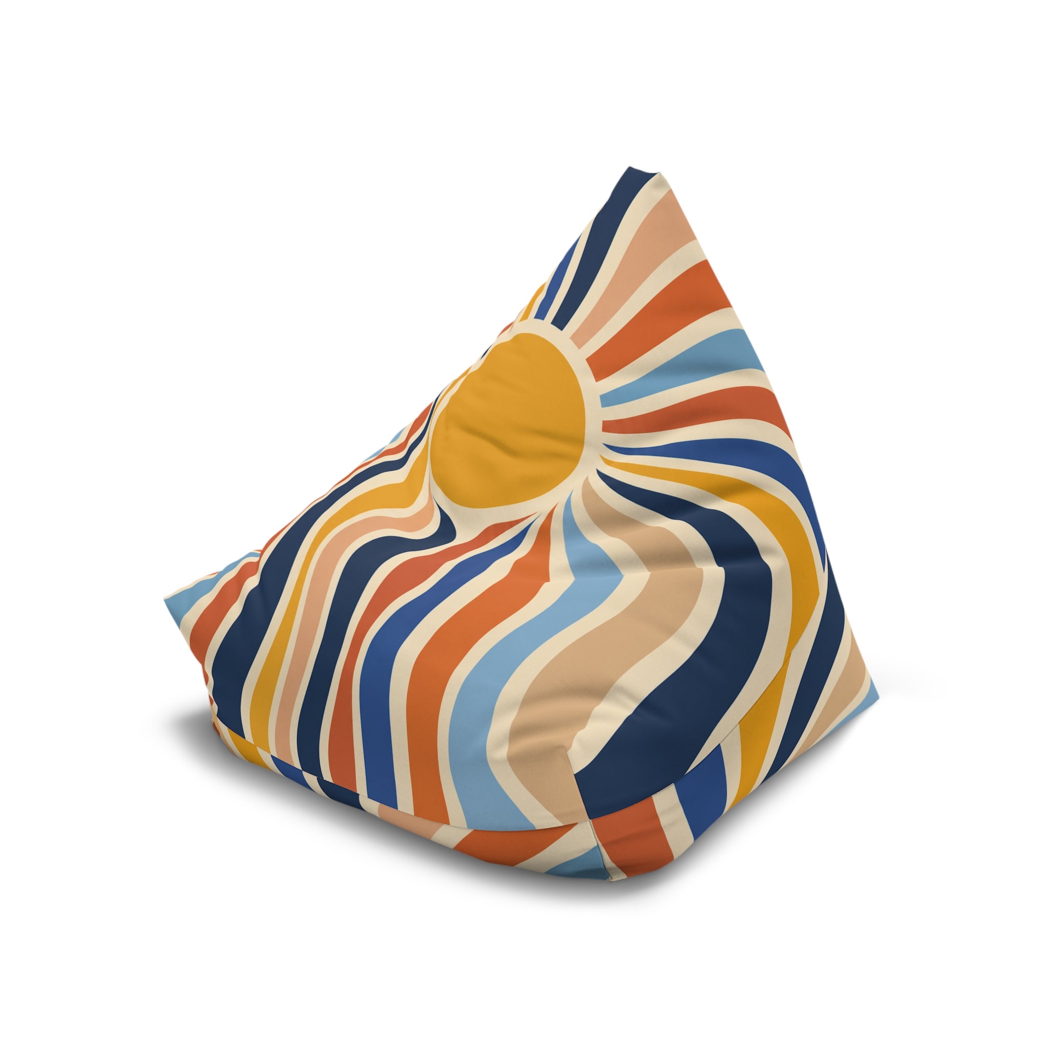 Retro Sunburst Bean Bag Cover – 70s Wavy Stripes Accent