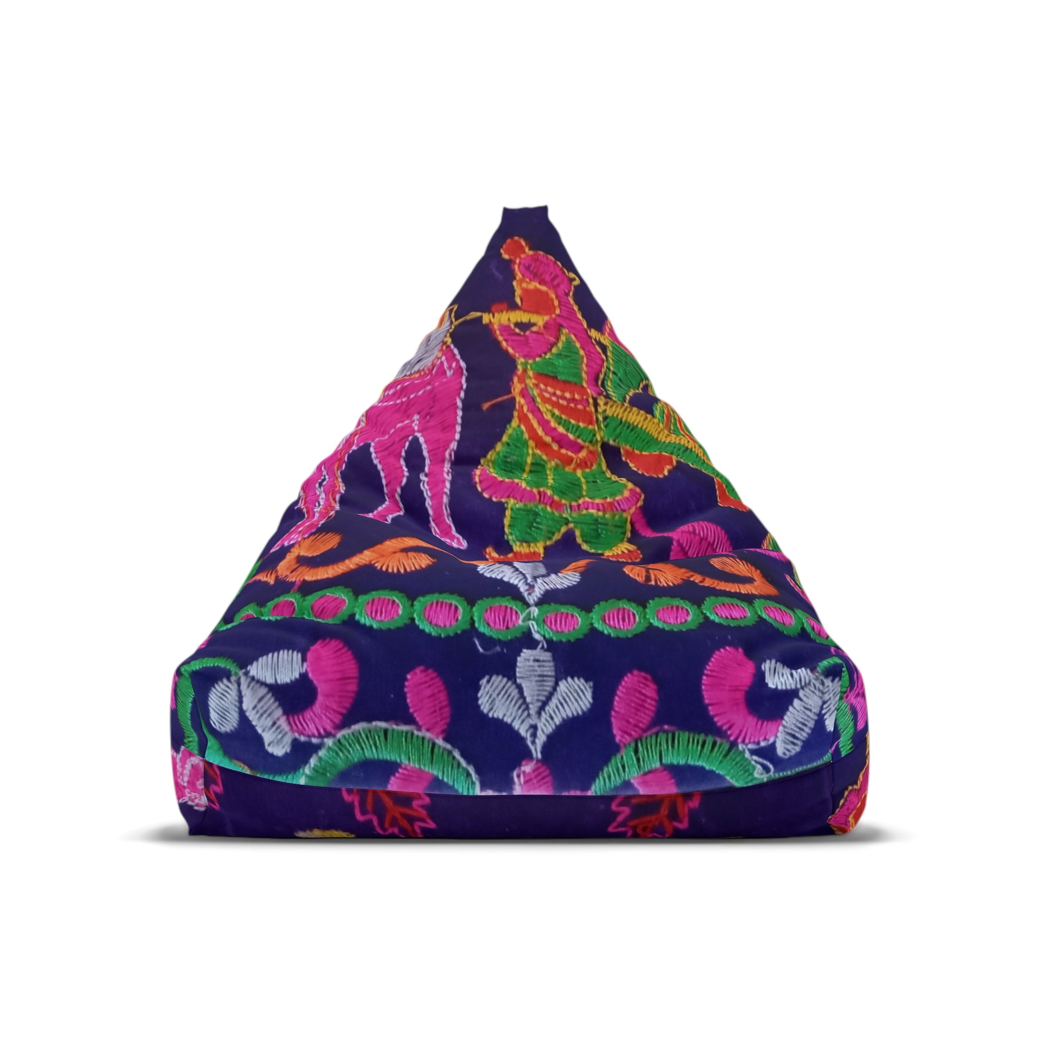 Colorful Folk Dance Pattern Bean Bag Chair Cover | Bright Floral Print