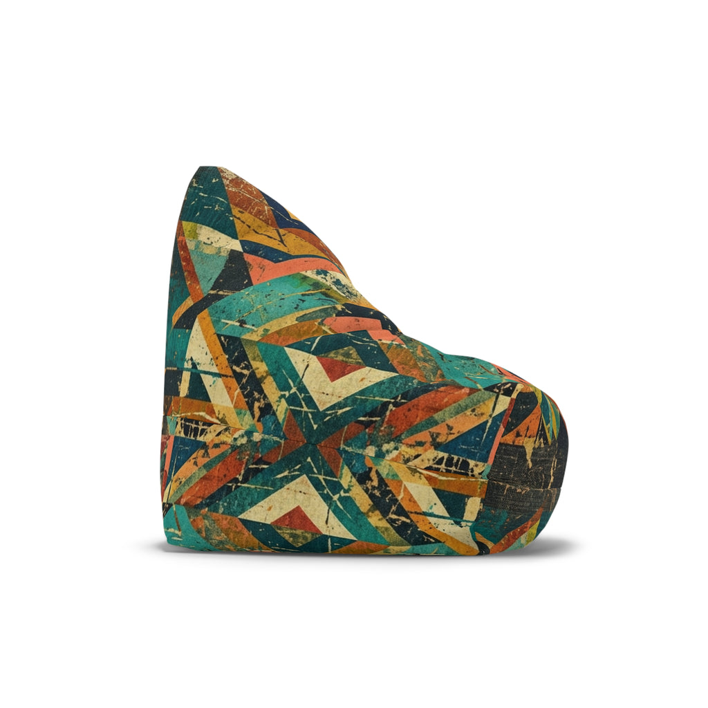 Geometric Patchwork Pattern Bean Bag Chair Cover | Colorful Abstract Quilt Print