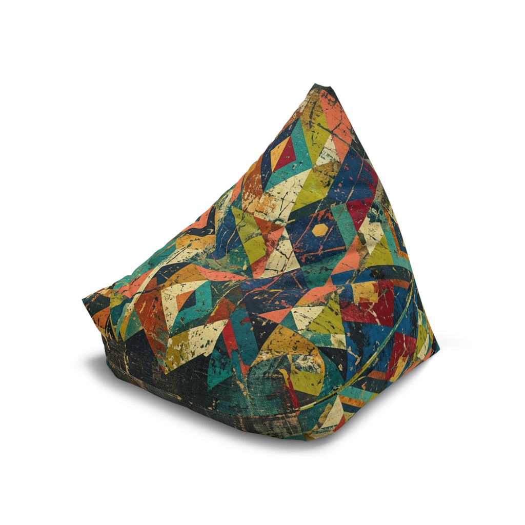 Geometric Patchwork Pattern Bean Bag Chair Cover | Colorful Abstract Quilt Print