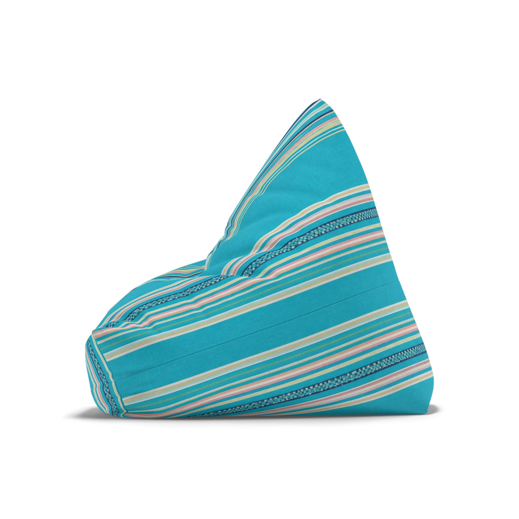 Striped Teal Bean Bag Cover — Coastal Sunroom & Kids Lounge Accent