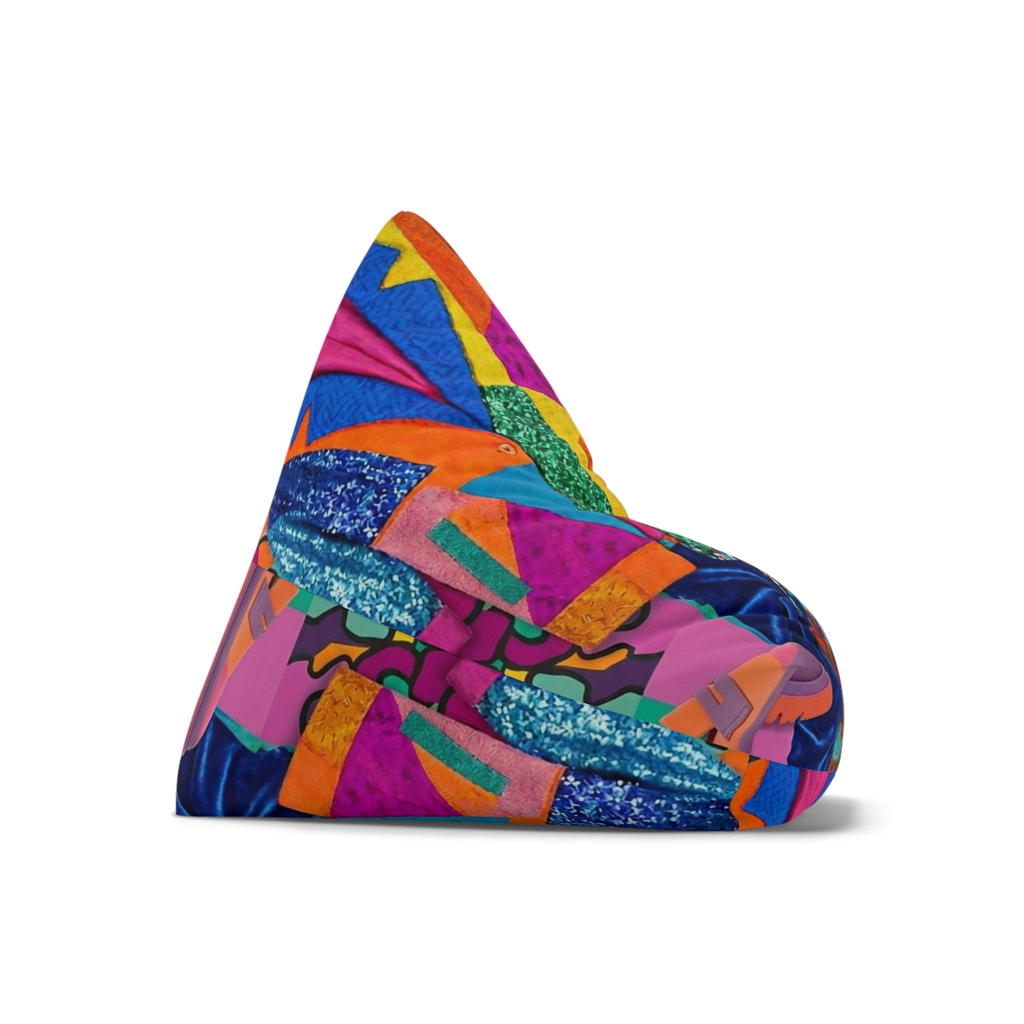 Colorful Patchwork Pattern Bean Bag Chair Cover | Bright Abstract Geometric