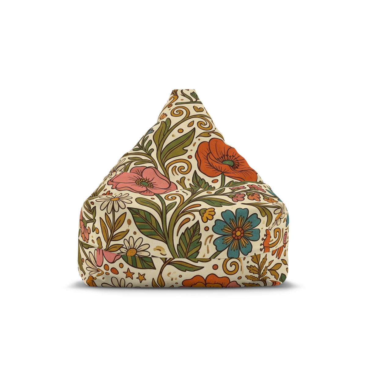 Vintage Floral Pattern Bean Bag Chair Cover | Retro Hippie Mushroom Bean Bag