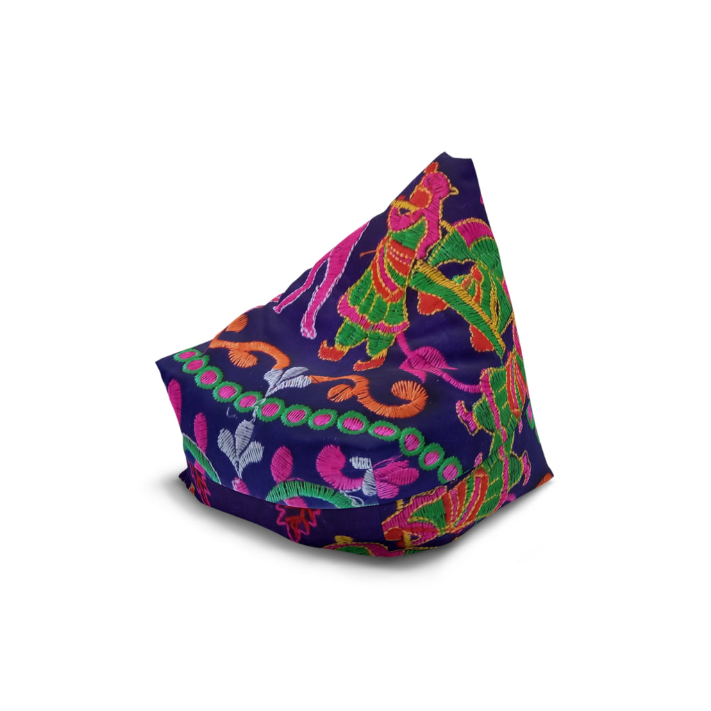 Colorful Folk Dance Pattern Bean Bag Chair Cover | Bright Floral Print