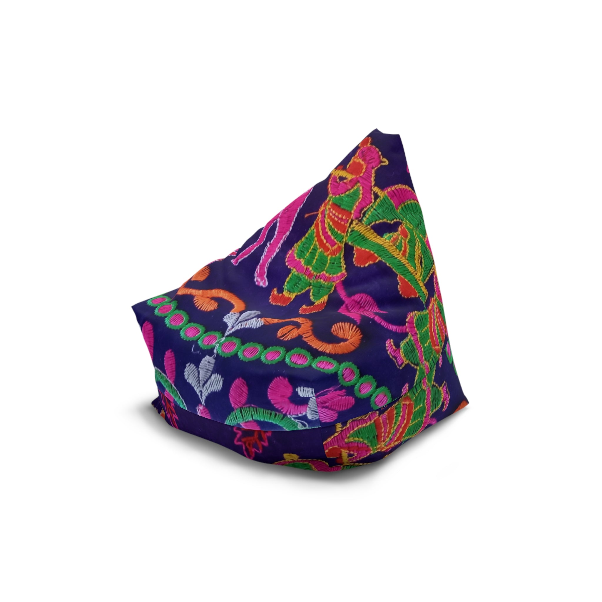 Colorful Folk Dance Pattern Bean Bag Chair Cover | Bright Floral Print