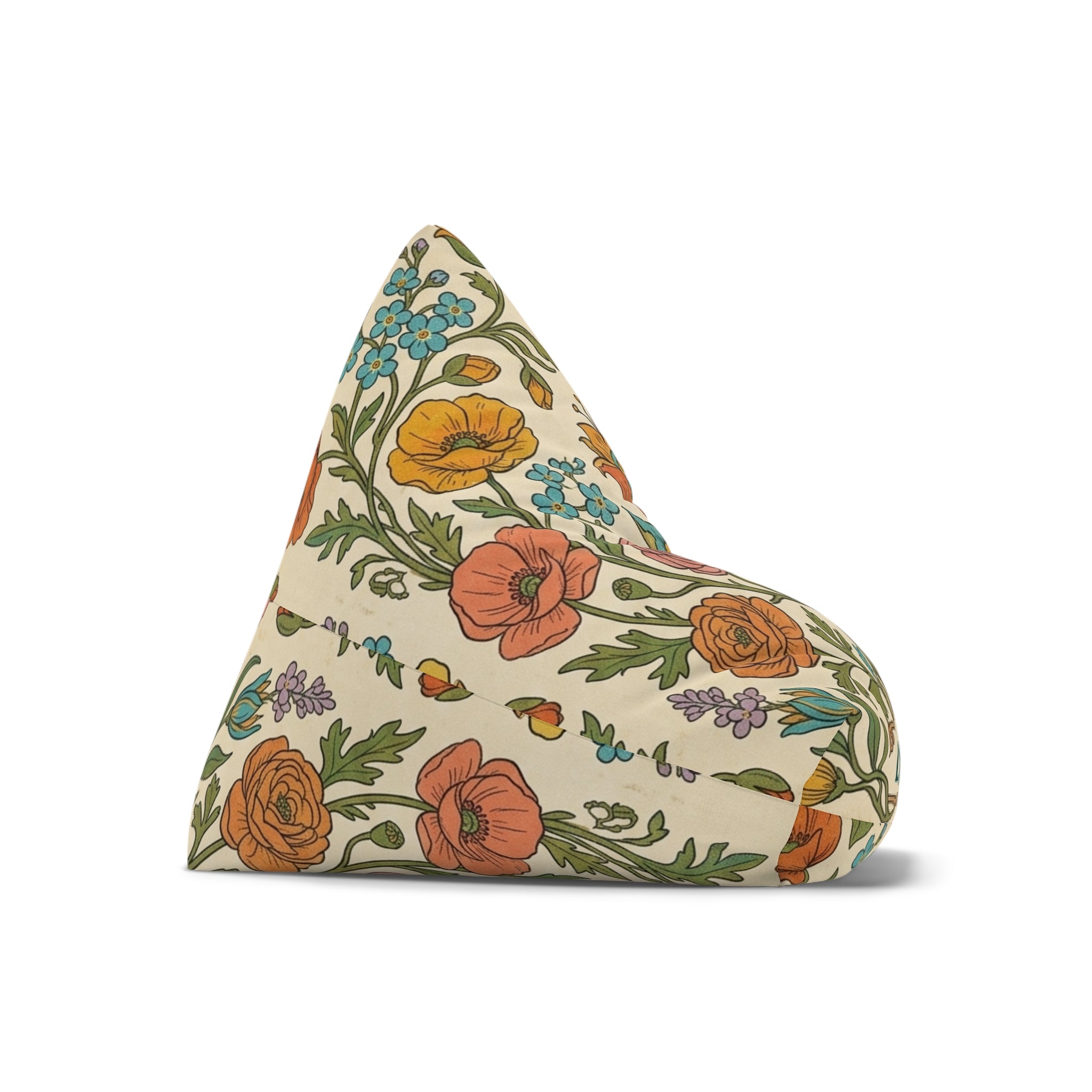 Le Printemps Floral Pattern Bean Bag Chair Cover | Vintage Botanical Design
