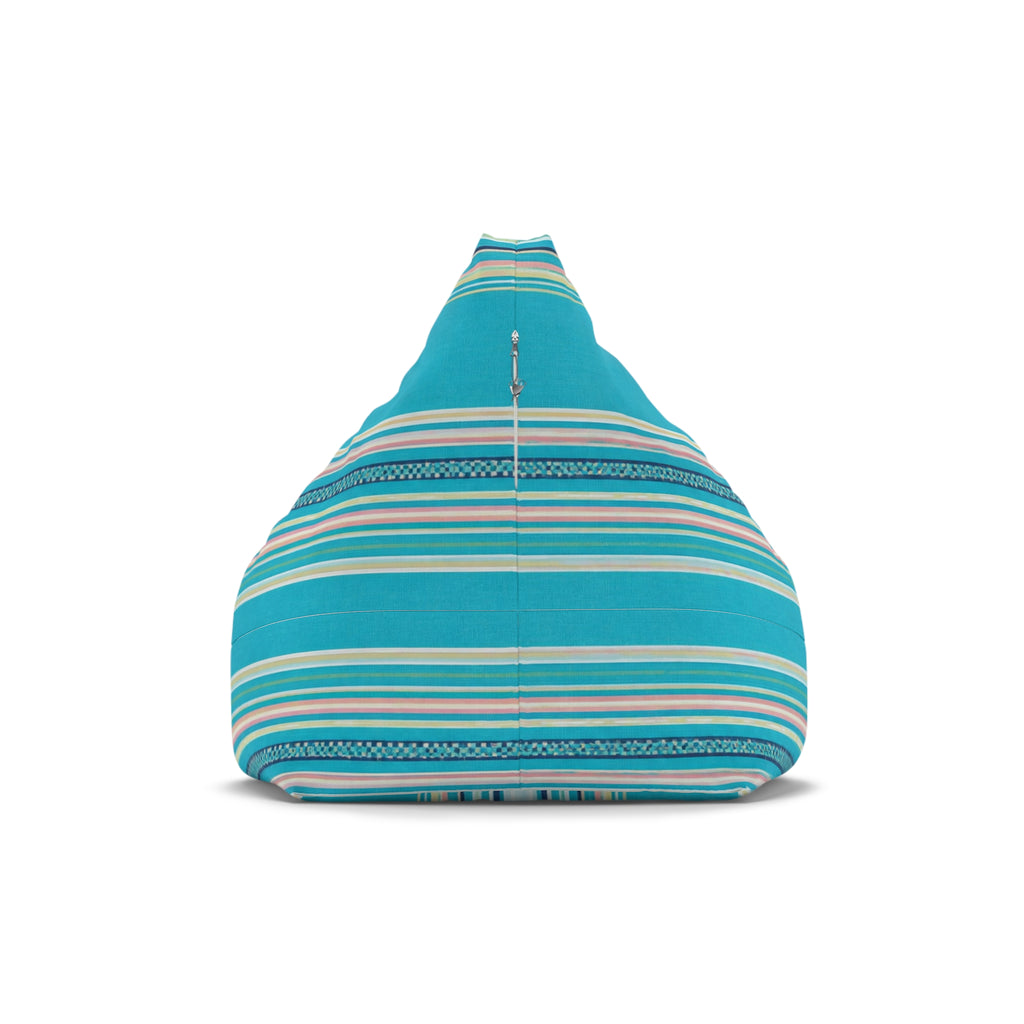 Striped Teal Bean Bag Cover — Coastal Sunroom & Kids Lounge Accent